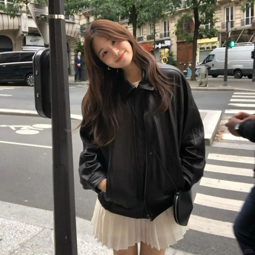 【现货】韩国ounce皮衣外套女