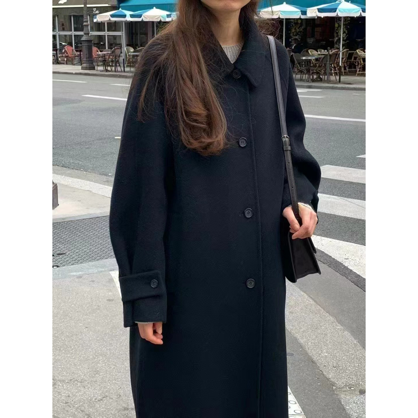 韩国OUNCE羊毛大衣外套女