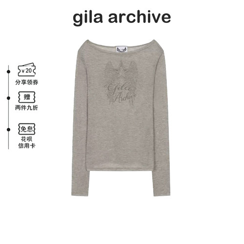 韩国gilaarchive露肩长袖T恤女