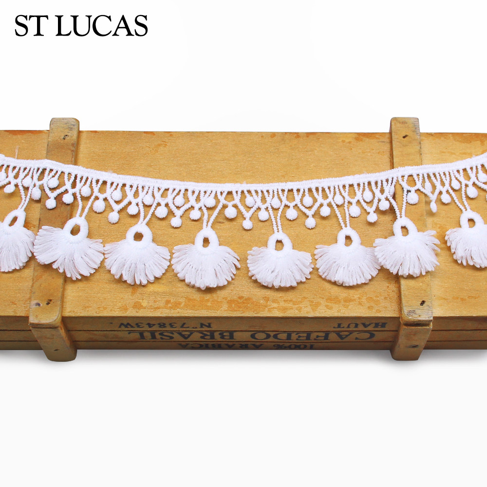 白色扇形流苏花边排须水溶花朵装饰裙边桌布窗帘蕾丝辅料配饰diy