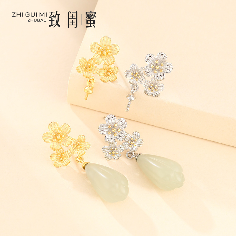 diy配饰纯银蜜蜡珍珠耳环