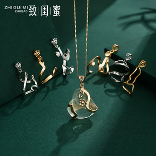 佛公观音不规则随形吊坠空托配件男女镶嵌琥珀蜜蜡异形项链吊坠托