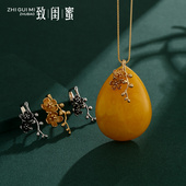 平安扣吊坠扣头复古个性 DIY镶嵌翡翠扣蜜蜡镀银扣头 梅花夹扣