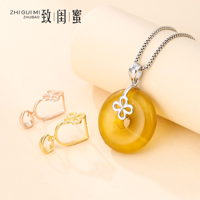 男女配件s925银翡翠玉器水晶扣子