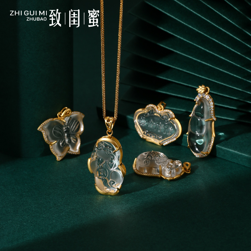 白水晶如意富贵钱袋招财转运项链