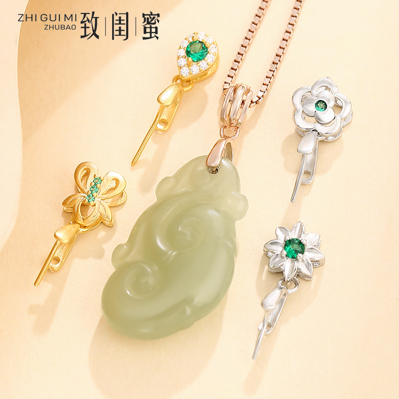 925纯银吊坠扣头配件观音佛公18K