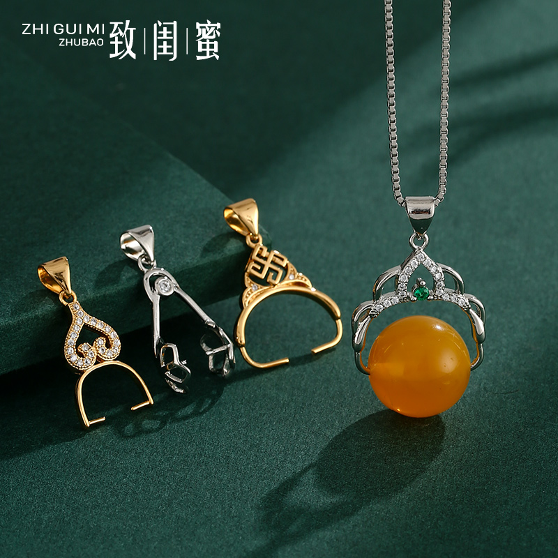 致闺蜜珍珠吊坠扣头路路通银扣头