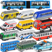 64迷你地铁和谐号火车头公交敞篷双层大巴士儿童小汽车模型玩具