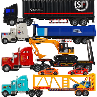 大号加长集装箱油罐运木半挂卡车儿童男孩子仿真工程汽车模型玩具