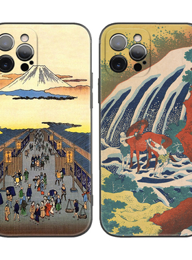 日本富士山下浮世绘洗马图适用iPhone16Promax软壳15Pro/14plus苹果13mini手机壳12/11