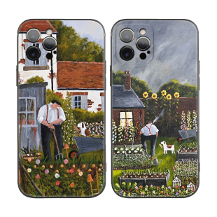 14plus苹果13mini手机壳12 Gary Bunt英国田园风油画老人与狗适用iPhone17Promax防摔16pro软壳15