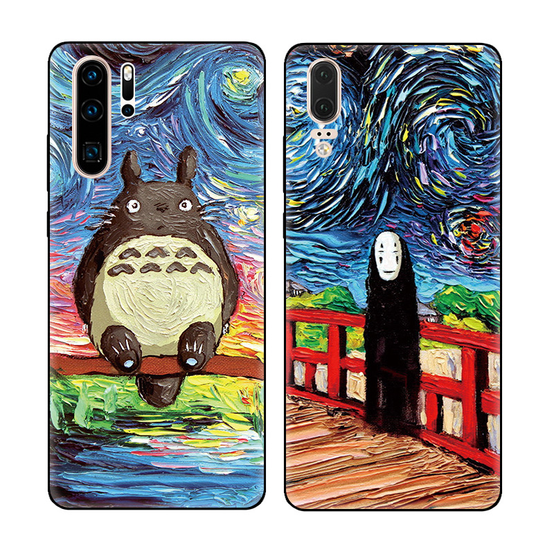 恶搞梵高宫崎骏无脸男龙猫适用华为P30 Pro手机壳P20软壳P10/P9
