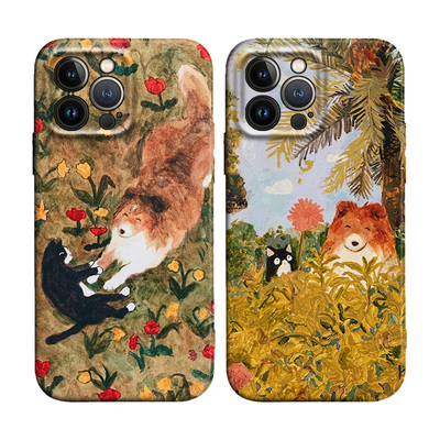 田园风猫狗情侣款苹果iPhone16