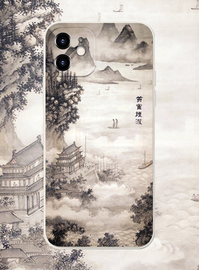 苹果iPhone16中国风黄鹤楼水墨画