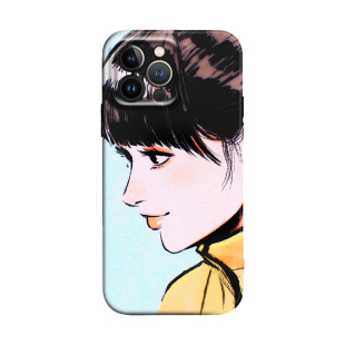 二次元清纯高马尾黄衣女孩侧脸插画适用iPhone17Promax防摔16pro软壳15/14plus苹果13mini手机壳12/11