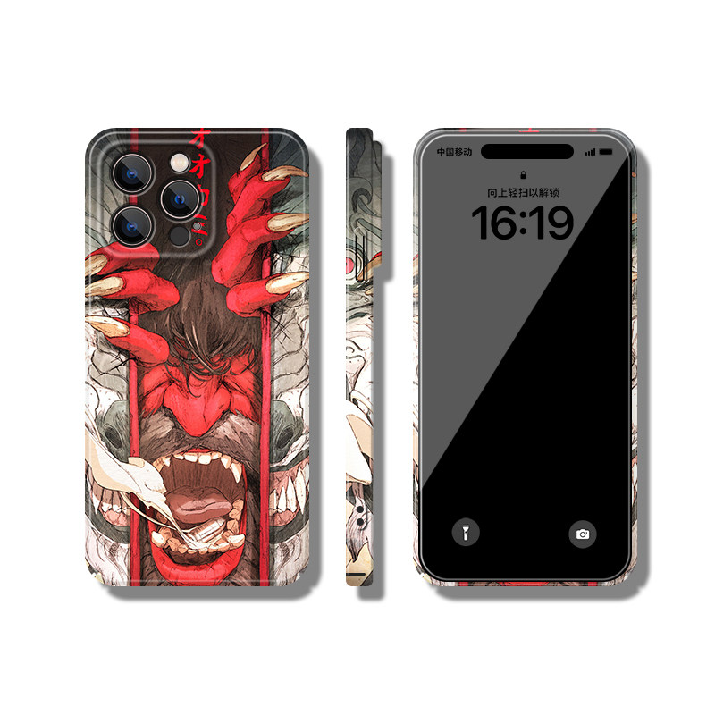 Japanese dark style wild flame Prajna art illustration, suitable for iPhone17Promax shockproof 16pro soft case 15/14 Plus Apple 13mini phone case 12/11 thumbnail 2