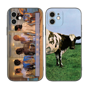 Max苹果17 16软壳15防摔14pro手机壳678plus全包X Floyd摇滚艺术适用iPhone 奶牛Pink