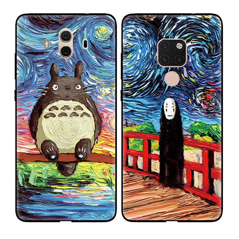 恶搞梵高宫崎骏无脸男龙猫适用华为mate20/20X手机壳MATE10/9软壳