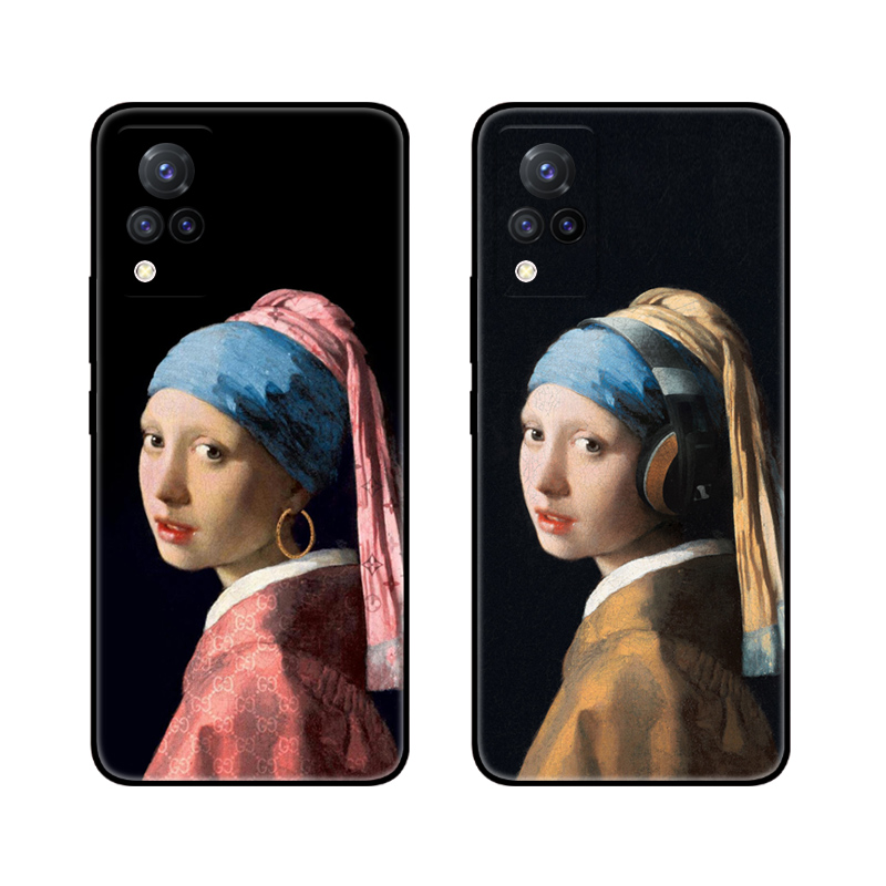 恶搞世界名画耳环少女搞怪适用vivo S9/S9e/S7e/S10P/S6/S5手机壳