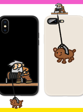 黄金矿工卡通情侣适用iPhone XS Max液态SE手机壳X苹果XR/678plus