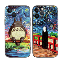 梵高名画龙猫无脸男星空油画适用iPhone16Pro软壳15promax/14plus苹果13mini手机壳12/11