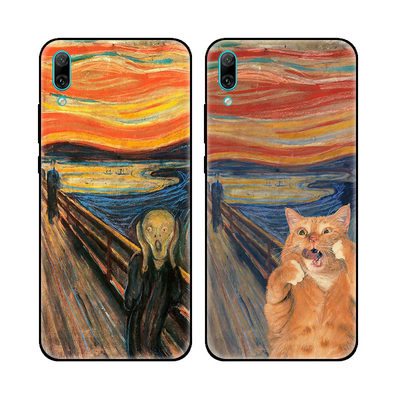 蒙克名画呐喊橘猫文艺油画适用于华为畅享9/10plus手机壳畅享8e