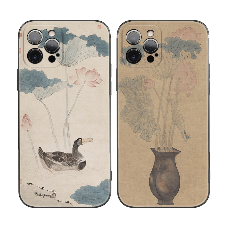 明 沈周书画荷花莲花故宫国画中国风适用iPhone17Pro/16软壳15promax/14plus苹果13mini手机壳12/11