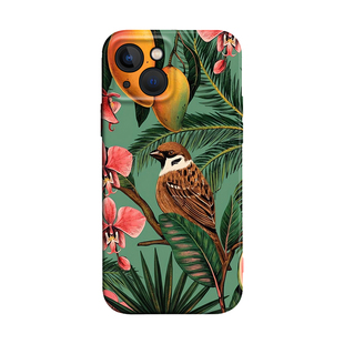 夏威夷风芒果小鸟文艺复古适用iPhone XS Max苹果15软壳14pro手机壳678plus