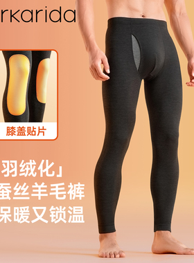 clarkarida卡恩暖立方蚕丝羊毛保暖裤男士加绒加厚发热打底棉秋裤