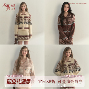上衣冬 复古学院风三色针织套装 SunsetPark日落公园 小狗费尔岛