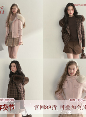 【吴谨言同款】SunsetPark日落公园复古外套毛领加绒仿皮草上衣冬
