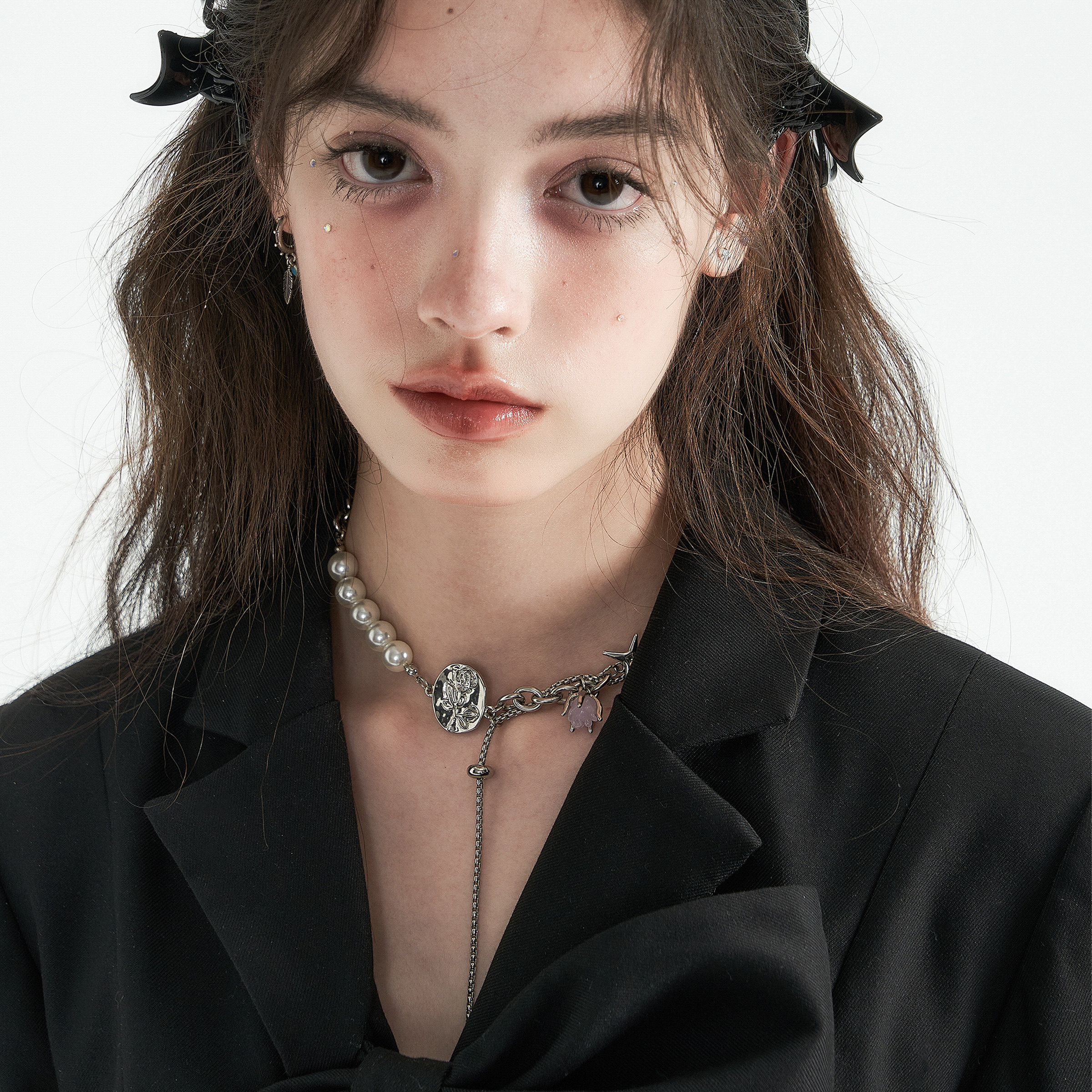 SUNSETPARK 선셋파크 MOONLIGHT PINK ROSE 오리지널 진주 장미 조합 디자인 목걸이