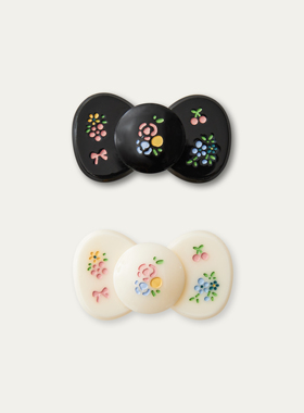 SunsetPark Gift/日落公园 复古手绘感碎花黑白少女感发夹刘海夹