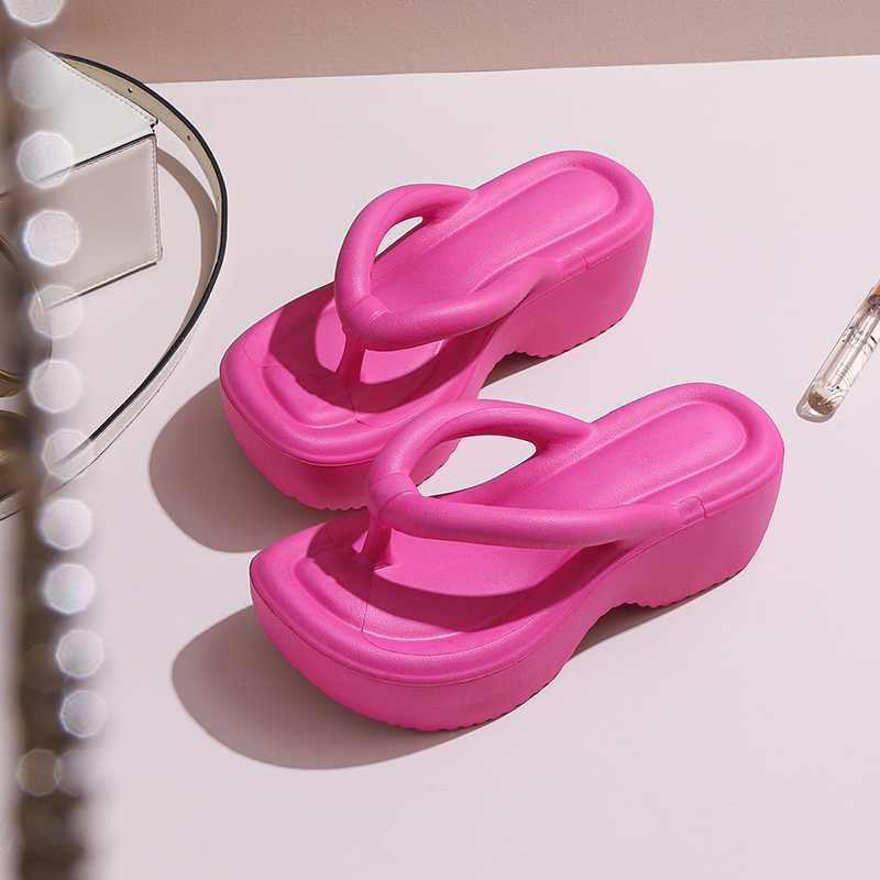 法式凉拖鞋2023新款时尚中跟夹趾