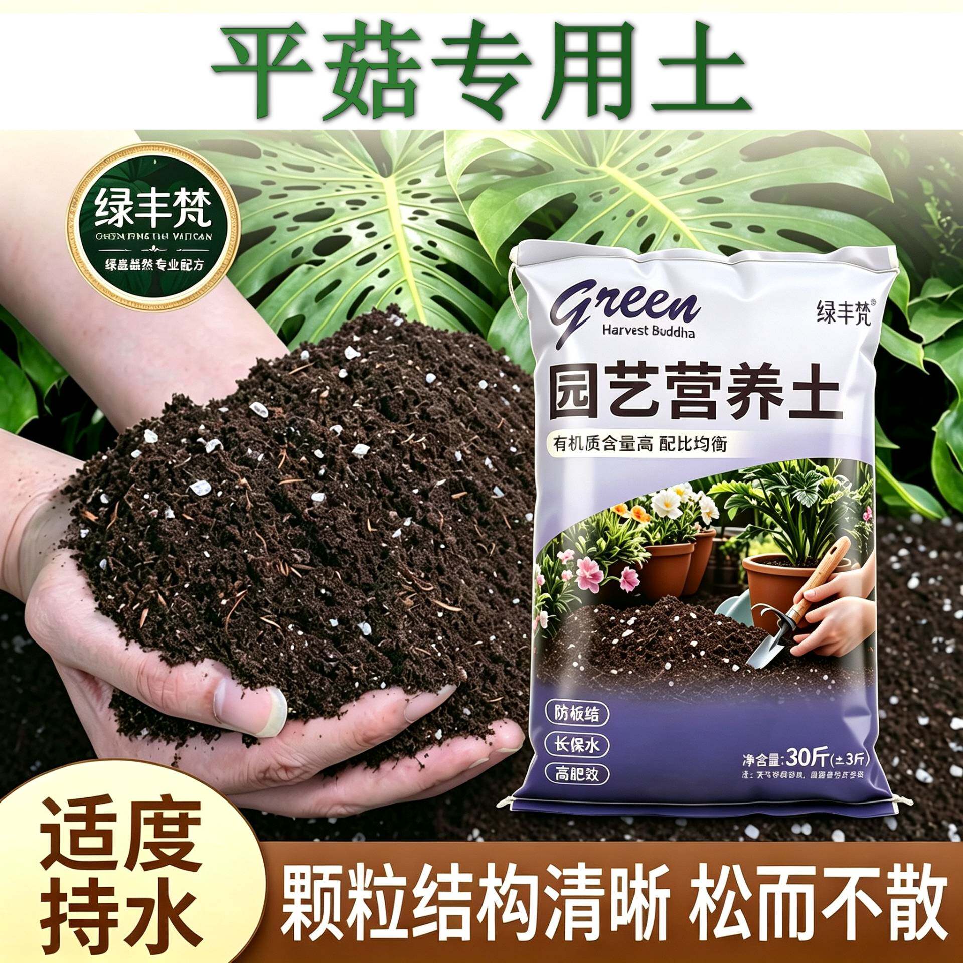 平菇适用栽培土疏松透气腐殖泥炭土家庭园艺大包进口绿叶观花扦插