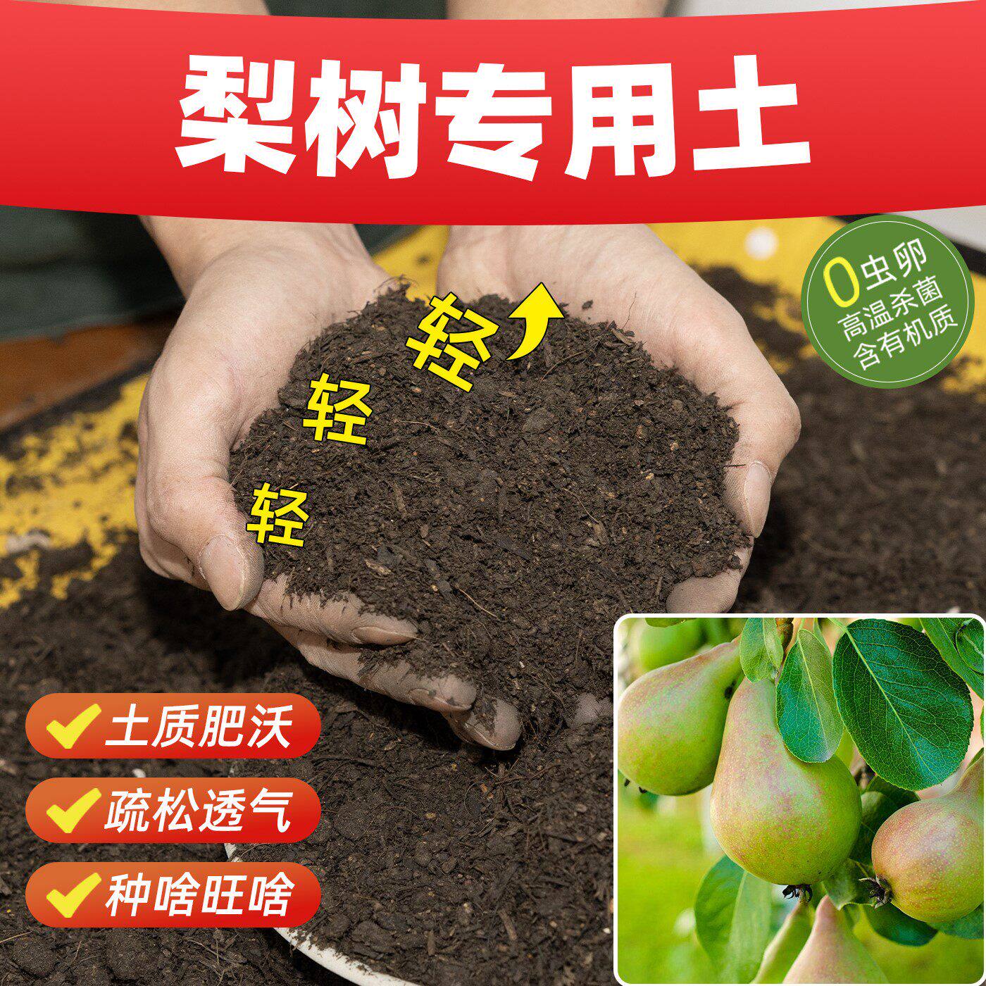 梨树专用营养土保水保肥透气透水防板结通用型泥土育苗土阳台盆栽