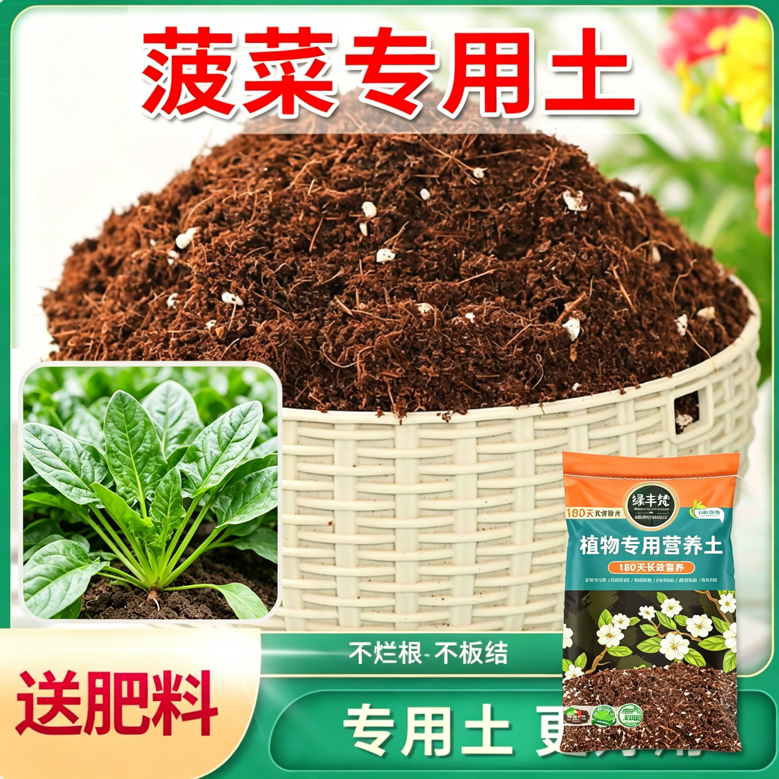 菠菜专用轻质土疏松透气阳台盆栽蔬菜营养土种植土