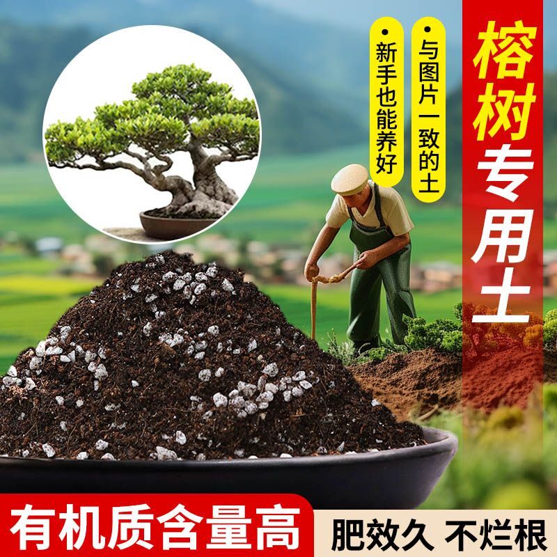 榕树营养土专用土疏松透气含泥炭肥料通用有机种植土轻质土壤