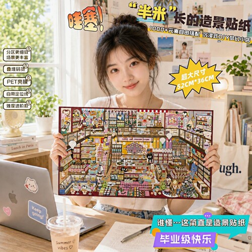 大尺寸糖果屋服装店码货造景贴纸
