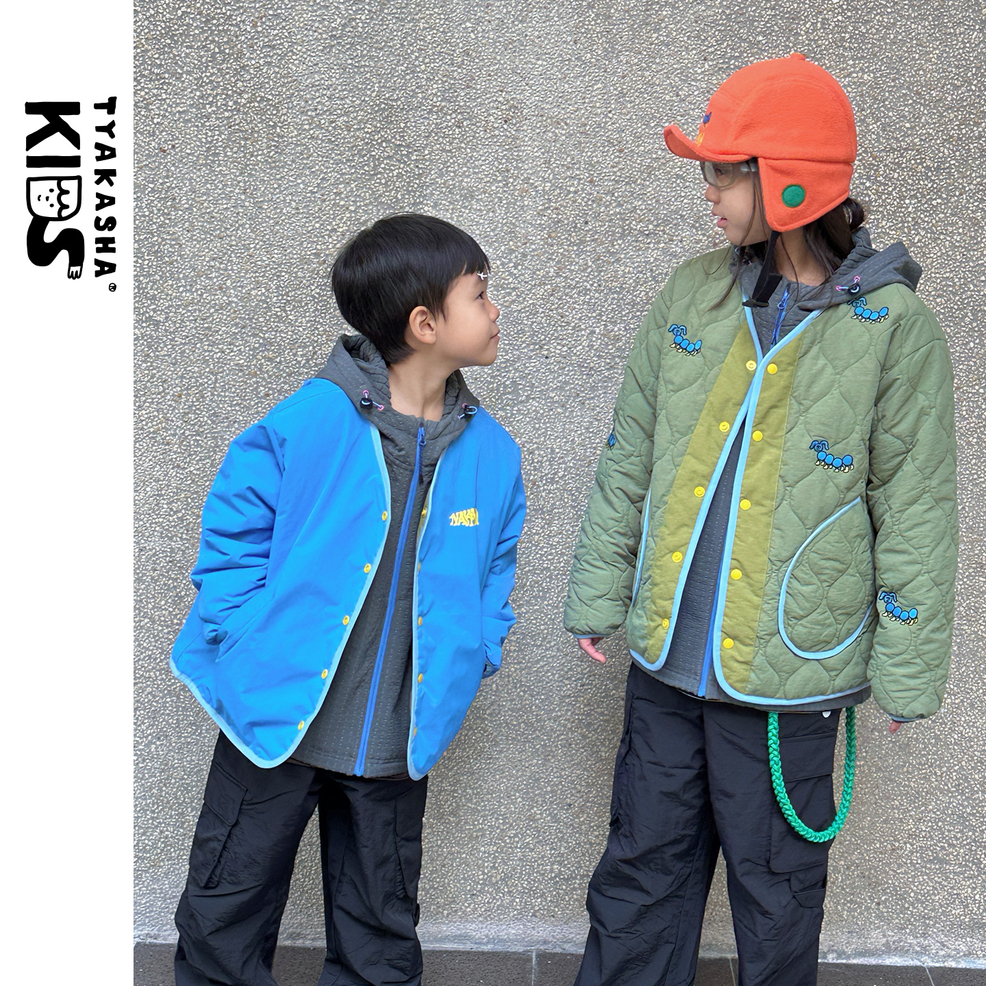 TYAKASHAKIDS塔卡沙童装外套秋冬新款男女童保暖外套绿色休闲外套