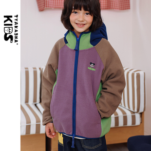 TYAKASHAKIDS塔卡沙童装外套新款拼色宽松外套连帽开衫外套