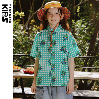 TYAKASHAKIDS塔卡沙童装上衣男女童短袖衬衫儿童趣味插画衬衫