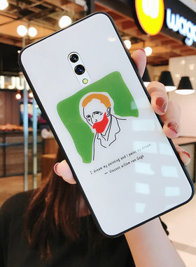 ins梵高插画oppok3手机壳女玻璃k1全包硅胶oppo适用oppo防摔oppk文艺法式简约复古realmex网红情侣保护套opk