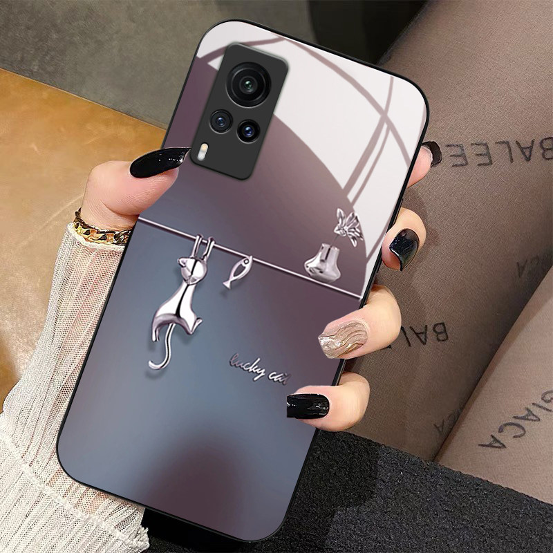 暗紫猫鱼简约潮牌玻璃硅胶手机壳