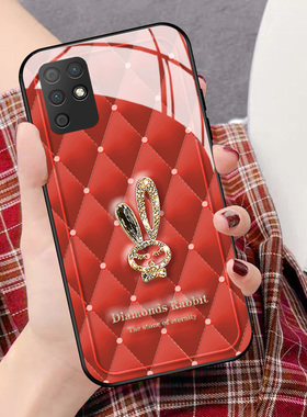 钻石红兔适用华为荣耀play6tpro手机壳新款magic至臻4pro新年5活力版x10max红色玻璃x20se硅胶男女30plus畅玩