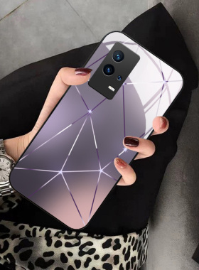 暗夜紫极光适用vivoiqoo10手机壳新款iqoo9pro保护套78简约6高级iqooneo5se玻璃硅胶iqoopro女iqooz3男iqoou5