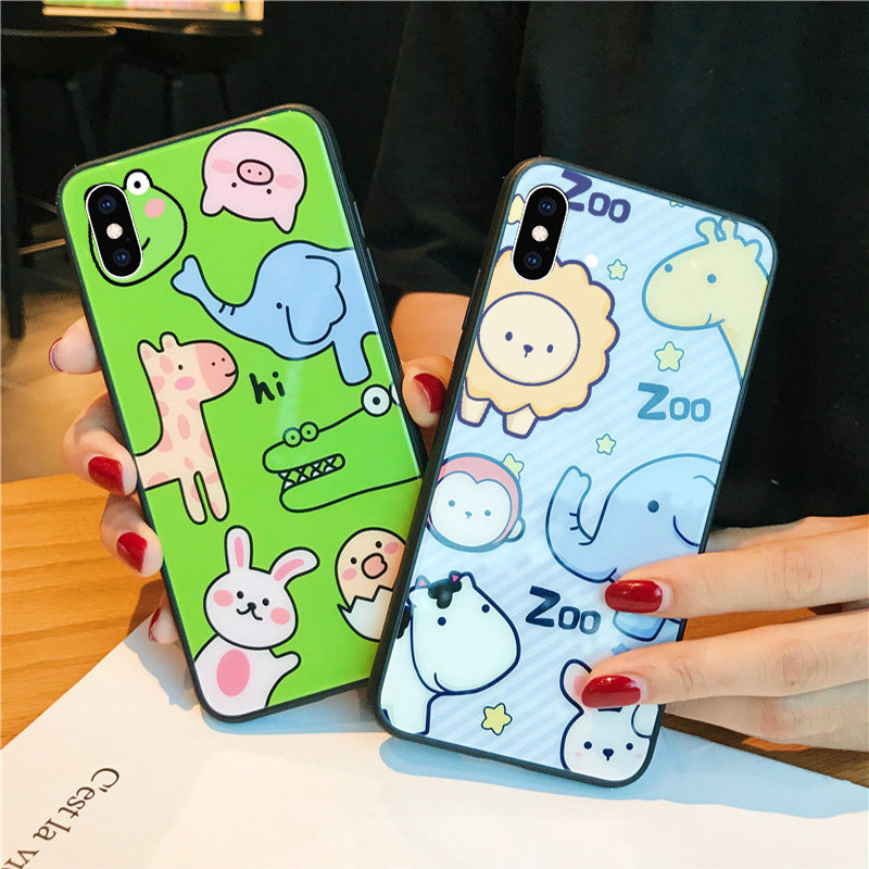 可爱卡通动物园苹果8plus手机壳女iphone Xs max防摔全包边6splus网红保护套7p适用创意5s/6s简约x日韩新款xr