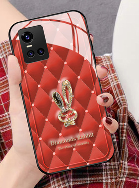 钻石红兔适用vivos15手机壳s12新款nex3s新年时尚y77e红色y97y95玻璃y73s硅胶y55s女s10pro男y85y83保护套u1