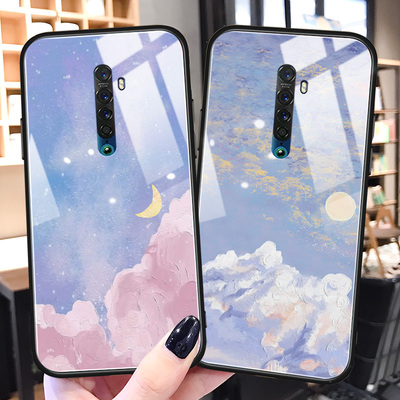 油画星空opporeno3pro手机壳玻璃k7网红ins冷淡风renoz适用创意2z潮牌硅胶ace款realmex2保护套10x倍变焦版k9