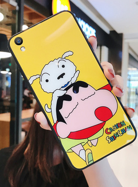 oppor9s手机壳女玻璃ins蜡笔小新r9全包边opoor硅胶opr个性oppr防摔puls情侣卡通可爱r7s适用网红保护套plus